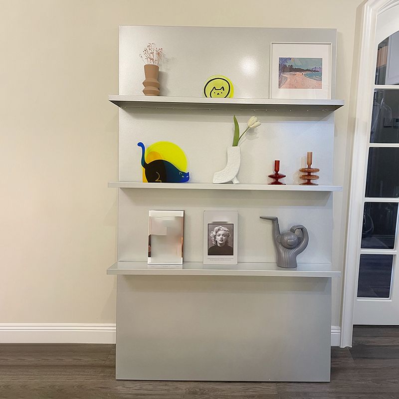 3 Shelf Metal Bookshelf Contemporary Shelves Included Bookcase in White and Silver