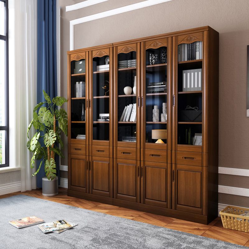 78.74"H Bookcase Contemporary Style Bookshelf with Doors for Home Office