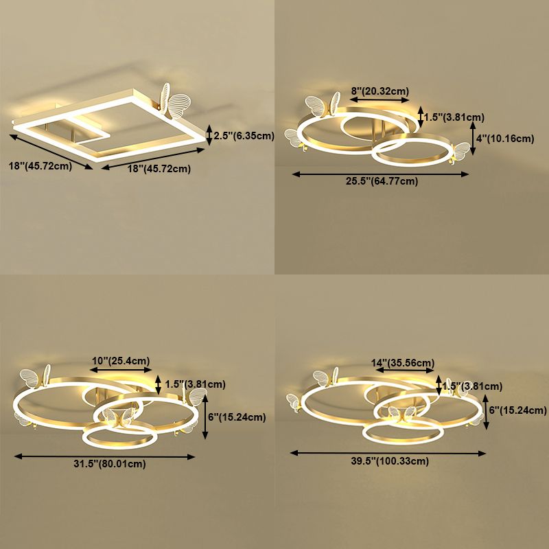 Contemporary Linear Flush Light Fixture Metal Flushmount Lighting in Gold