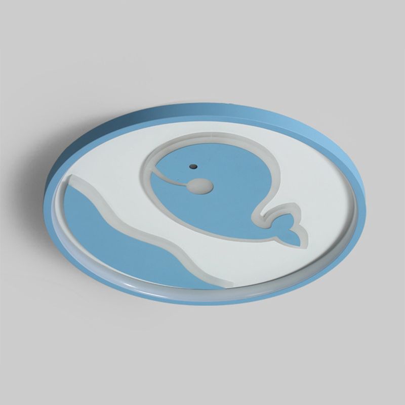 Nordic Metal Flush Mount Light Fixture Cartoon Whale Flush Mount Spotlight for Kids Bedroom