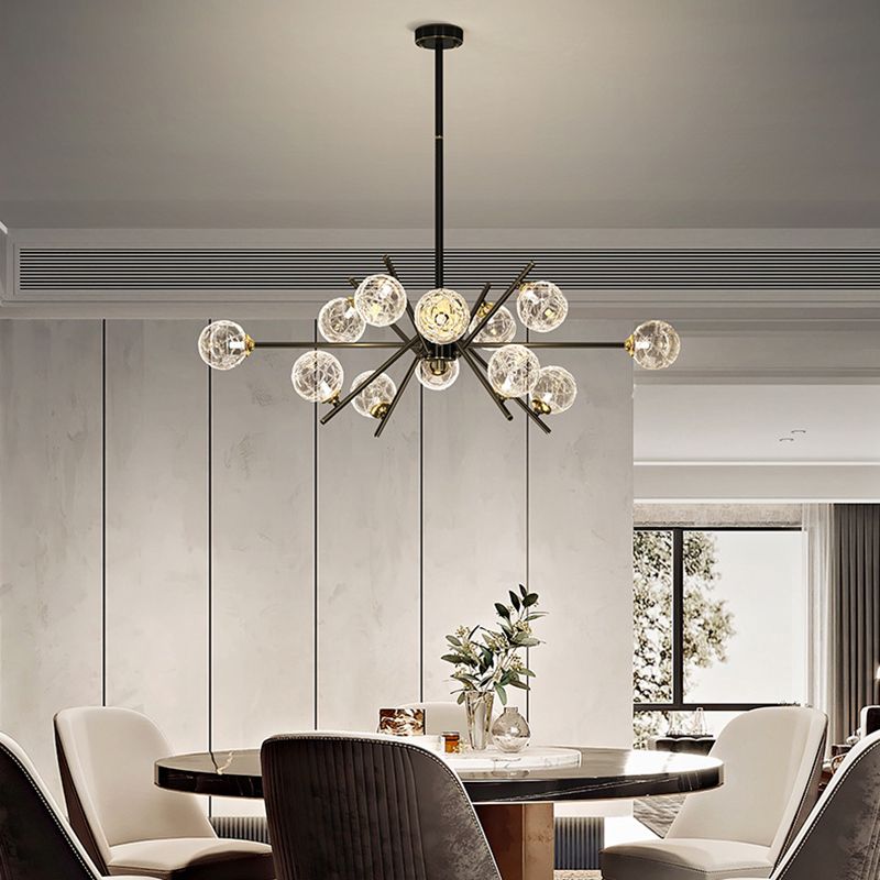 Contemporary Glass Chandelier Light Fixtures Restaurant Multi Head Hanging Chandelier