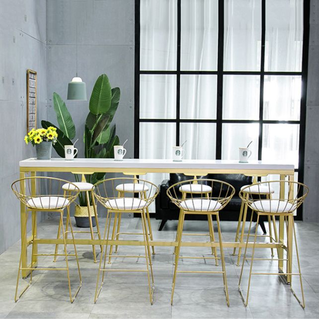 Glam 1/2/5/9 Pieces Bar Table Set Rectangle Bar Table with High Metal Stools for Home