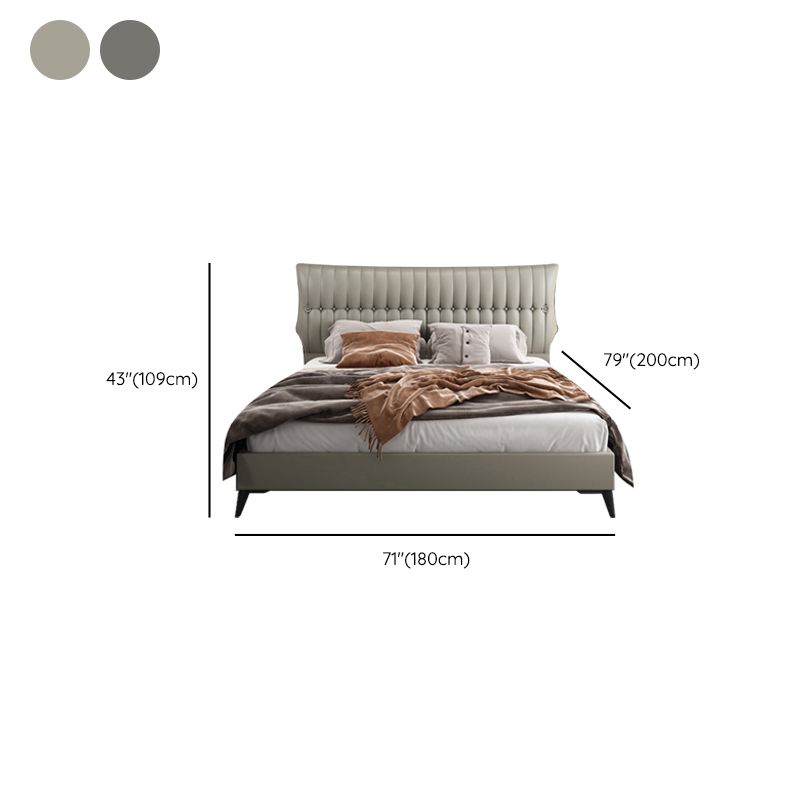 Contemporary Grey Upholstered Rectangular Headboard Standard Bed