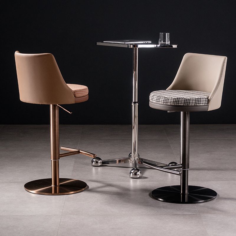 Contemporary Style Barstool Round Upholstered Bar Stool with Metal Base