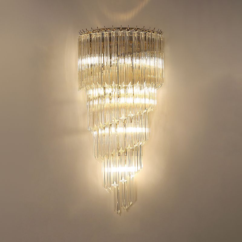 Unique Shade Crystal Wall Sconce Modern Multi-Lights Wall Mount Light Fixture in Gold