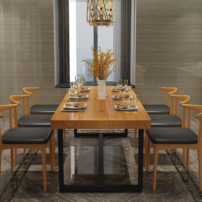 Industrial Rectangle Dining Table Set 1/2/5/6/7 Pieces Natural Solid Wood Dinette Set