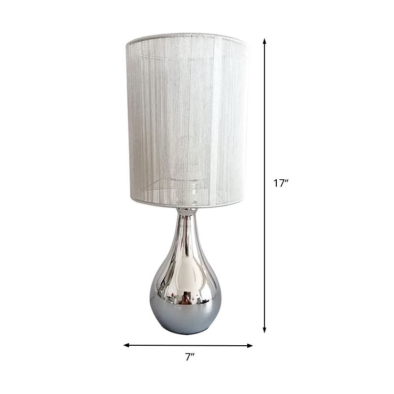 Lampada da comodino con paralume dritto, tessuto moderno, 1 lampadina, luce da lettura per libri in bianco