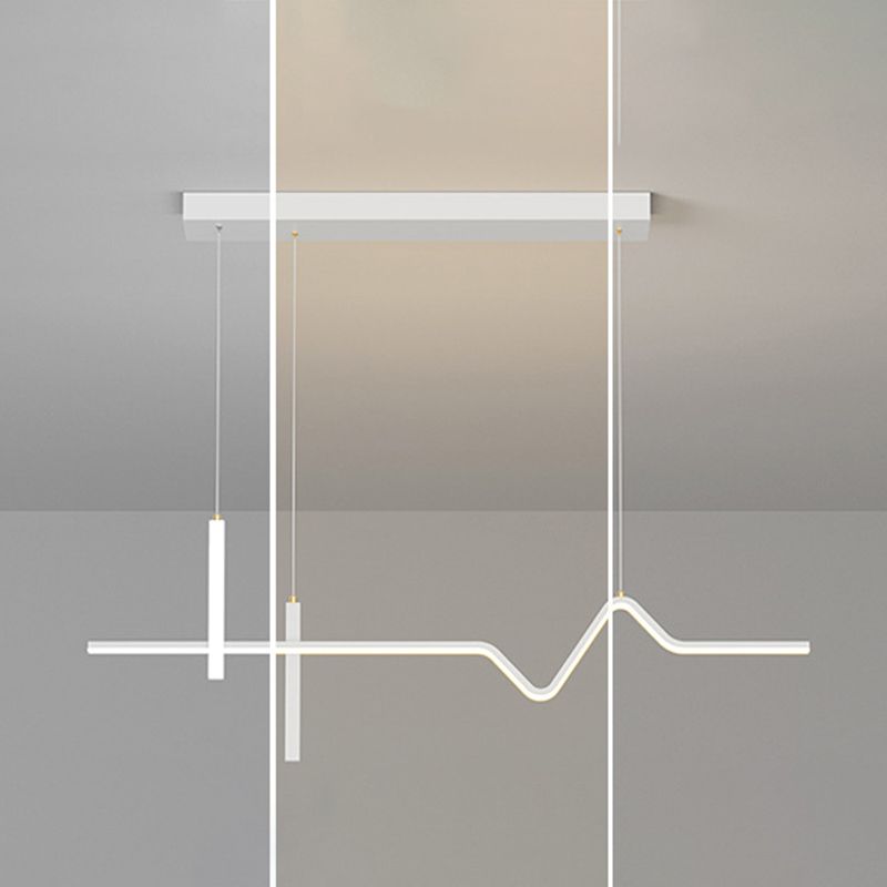 Linear Modern 3 - Light Ceiling Pendant Fixture in Matte LED White Kitchen Island Fixture