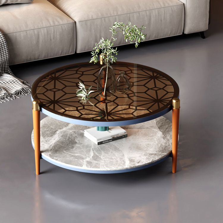 Contemporary Round Coffee Table 3 Legs Cocktail Table for Home