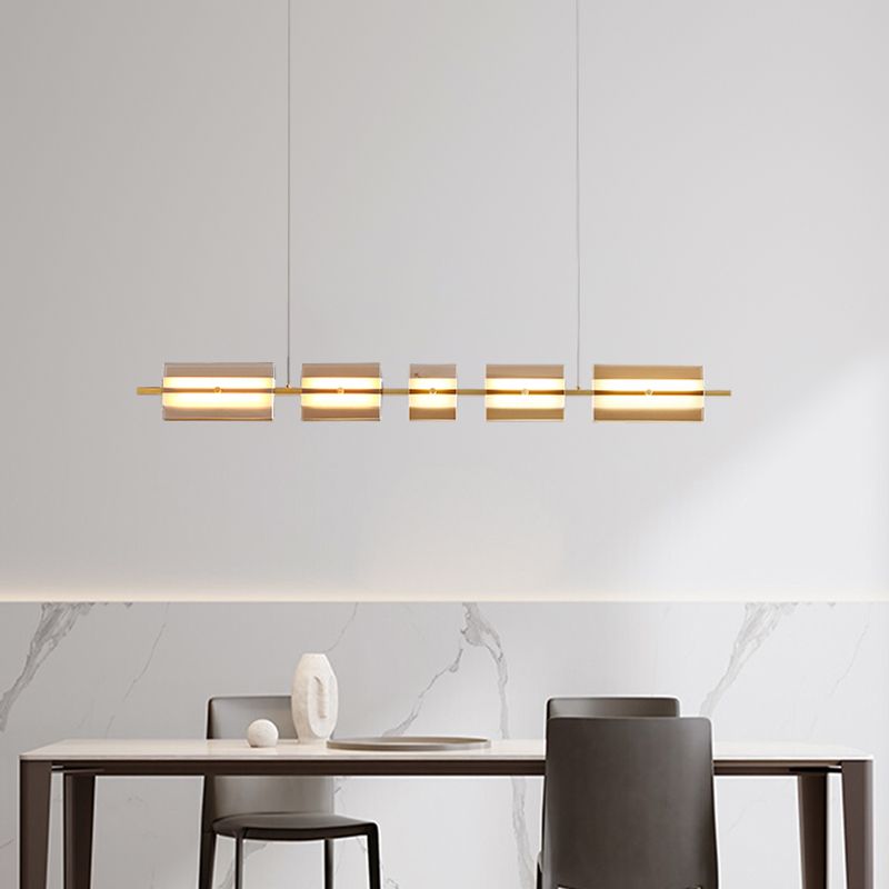 Glass Shade Hanging Island Lights Modern Black/Gold Island Lighting Ideas for Kitchen