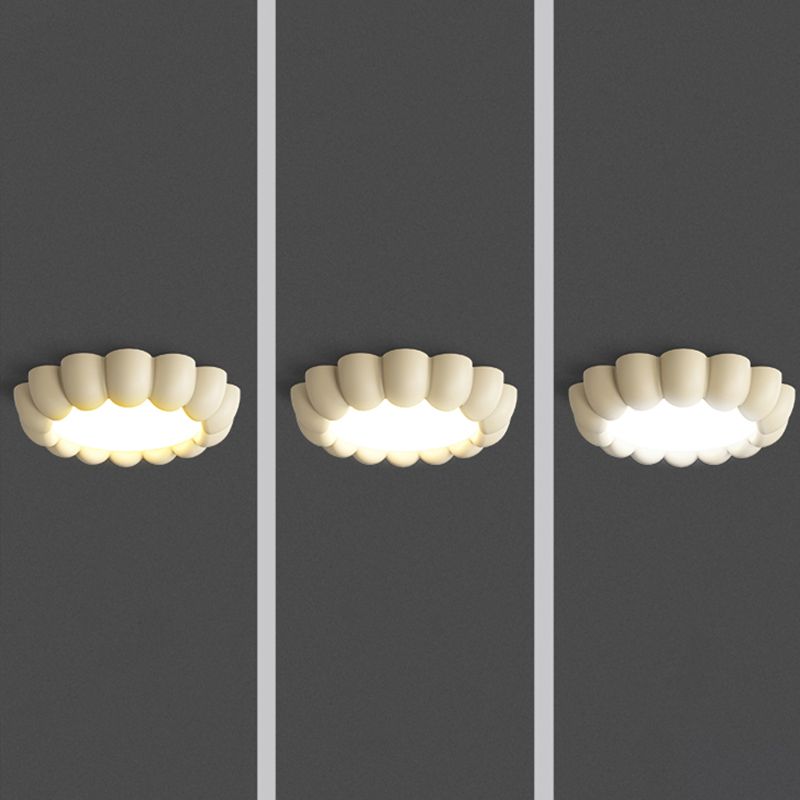 Nordic Style Ceiling Light Fixture Pumpkin Shape Flush Mount with Resin for Bedroom