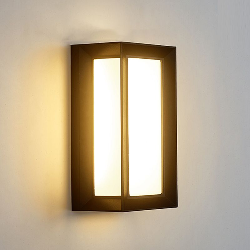 Modern Metal LED Wall Sconce Rectangle Shape Wall Light with Acrylic Shade for Courtyard