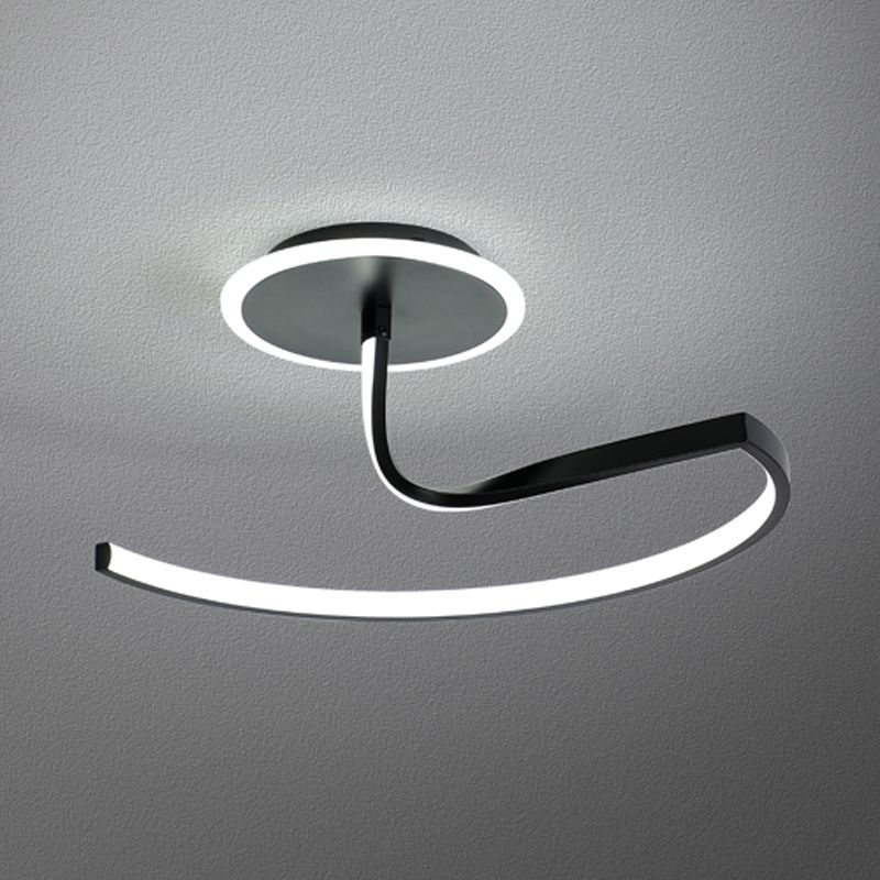 Plafonnier LED en forme de ligne en aluminium moderne, 2 lumières, montage encastré pour le salon