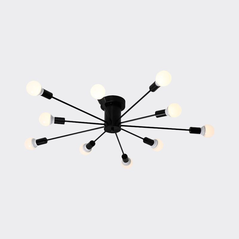 6/8/10 Heads Spoetnik Semi-Mount Verlichting Hedendaags Metaal Zwart/Wit/Goud Plafondgemonteerd Armatuur voor Slaapkamer