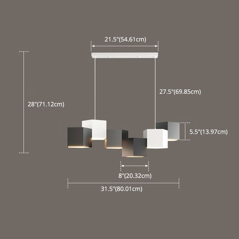 6 Luz de la isla de cocina ligera colgante lineal de iluminación de iluminación de la isla de iluminación