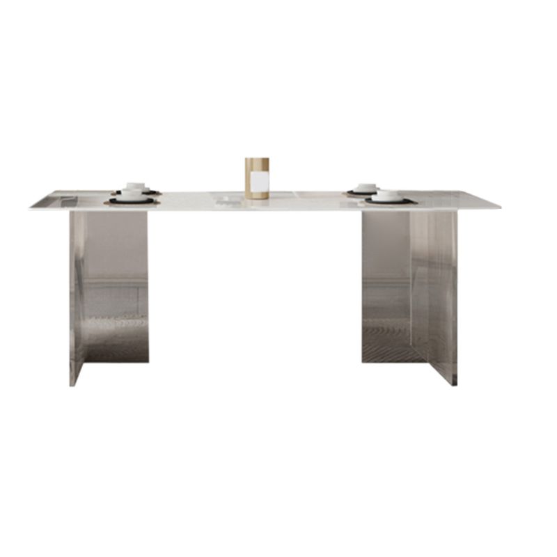 Sintered Stone Dining Table Rectangle Acrylic Base Dinner Table for Dining Room