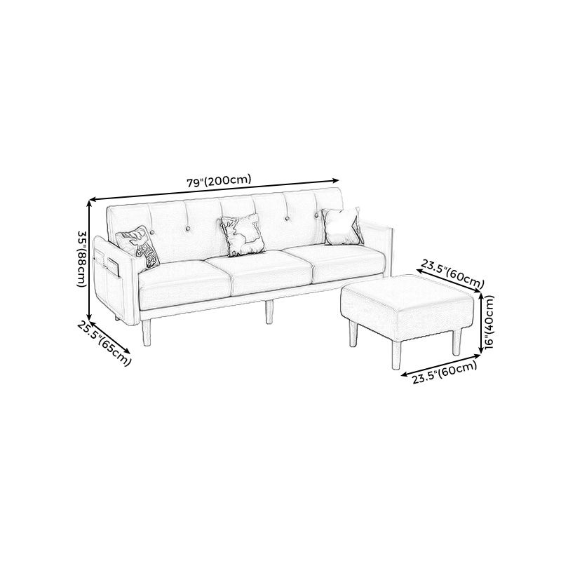 Modern Faux Leather Straight Arm Sectional with Ottoman Included and Storage