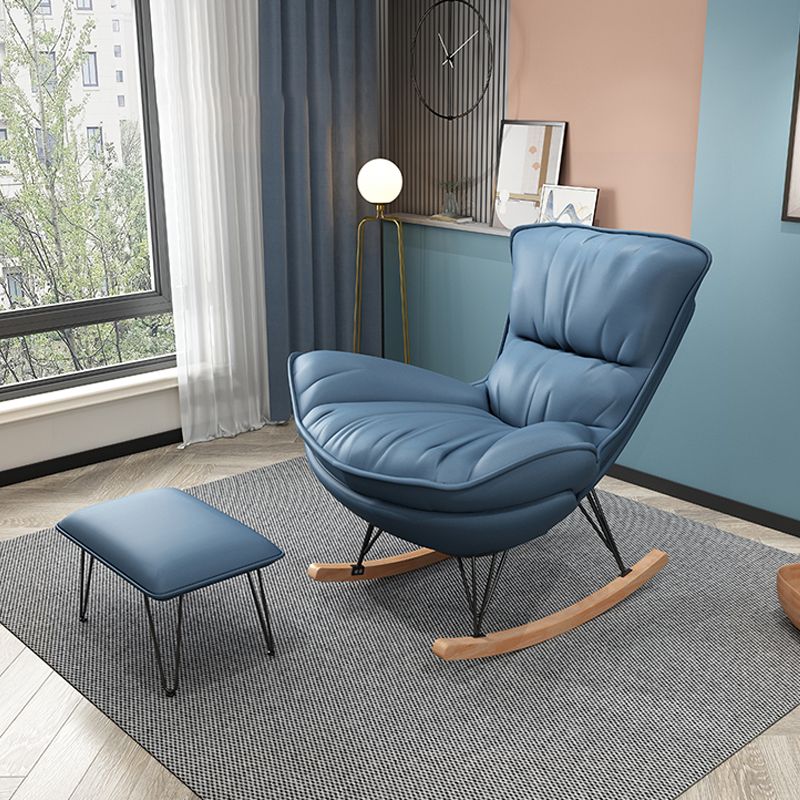 Contemporary Rocker Upholstered Tufted Cushions with Dark legs Glider