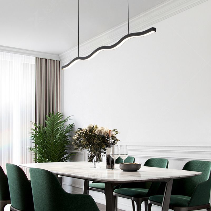 1-Light Island Hanging Lamp Modern LED Island Lamp with Acrylic Shade for Dining Room