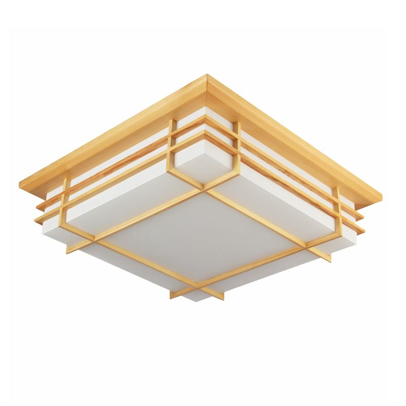 Holz Quadratische Form Flush Deckenleuchte Moderne 1-Licht Flush Mount Beleuchtung in Braun
