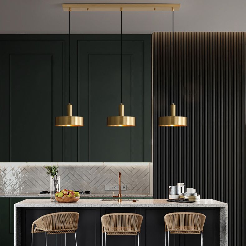 Simple Style Drum-Shaped Pendant Light Fixture Metal Bedroom Hanging Light Fixture