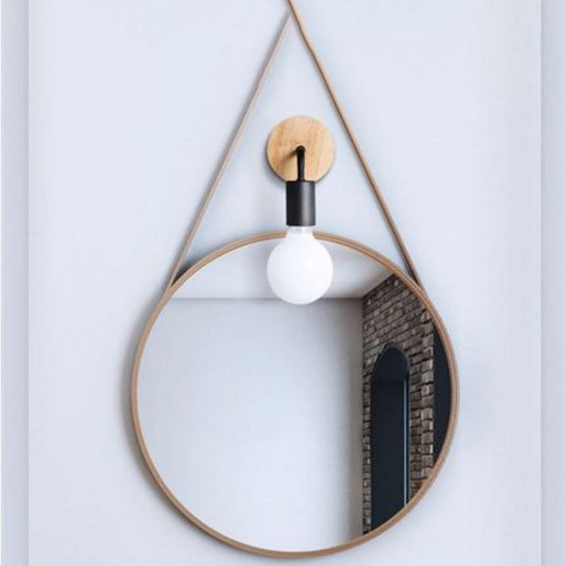 1 Light Geometric Wall Mounted Light Fixture Modern Style Wood Wall Sconce Lights