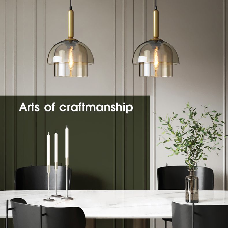 Cognac Triple-layer Glass Shade Suspension Light 9.8" Wide Modern Style Lighting Fixture for Entrance Hallway