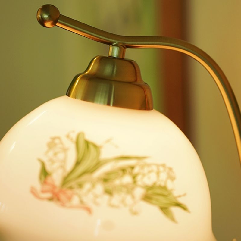 Nordic Style Wall Light Dome Shape Wall Lamp with Wooden Base for Bedroom