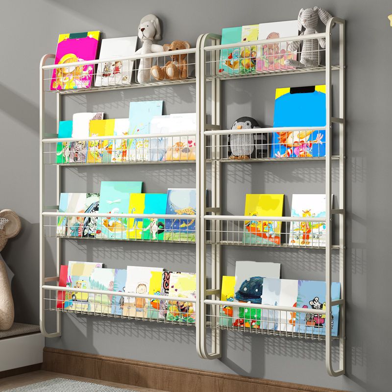 Floating Contemporary Bookcase Metal Closed Back Bookshelf with Shelves