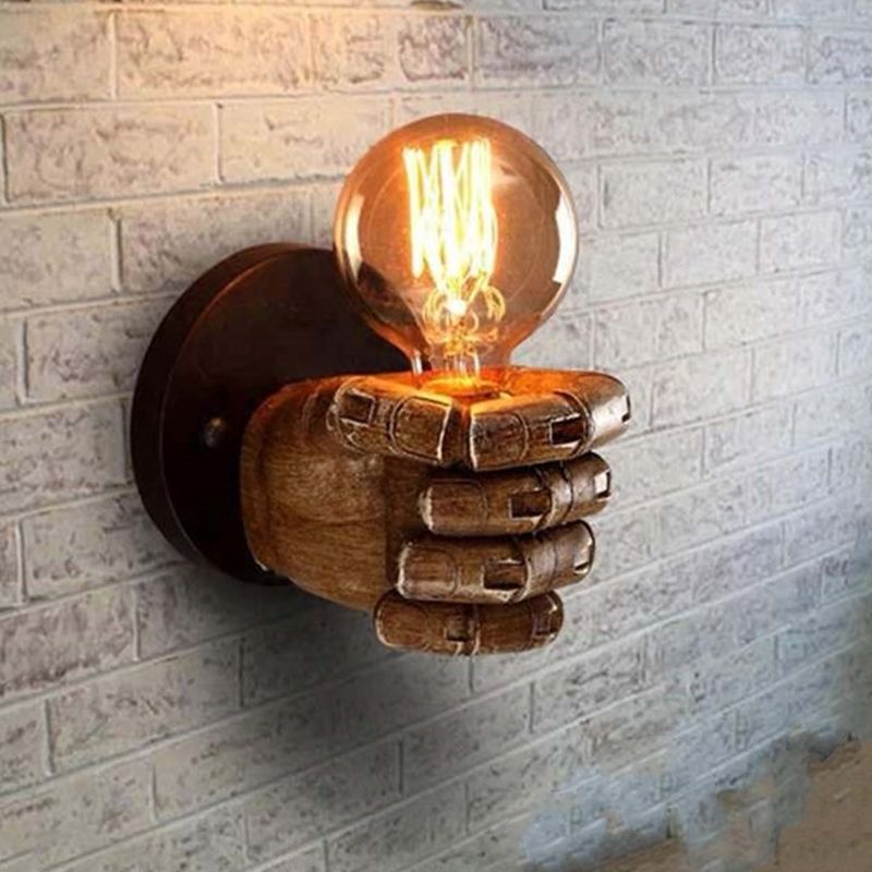 Art Decorative Wall Sconce Light Bare Bulb Fist Shape Wall Lighting for Bar Coffee Shop