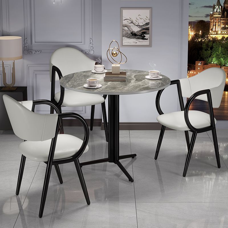 Stone Dining Table Traditional Luxury Dining Site Table with Tripod Base