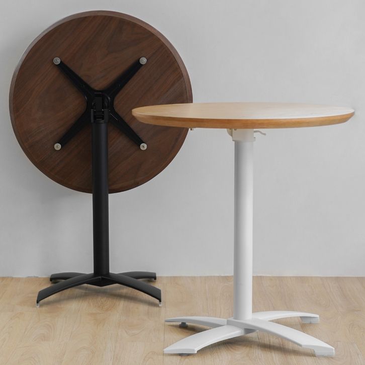 Metal Contemporary Round Dining Table Wood Top Dining Table with Pedestal Base