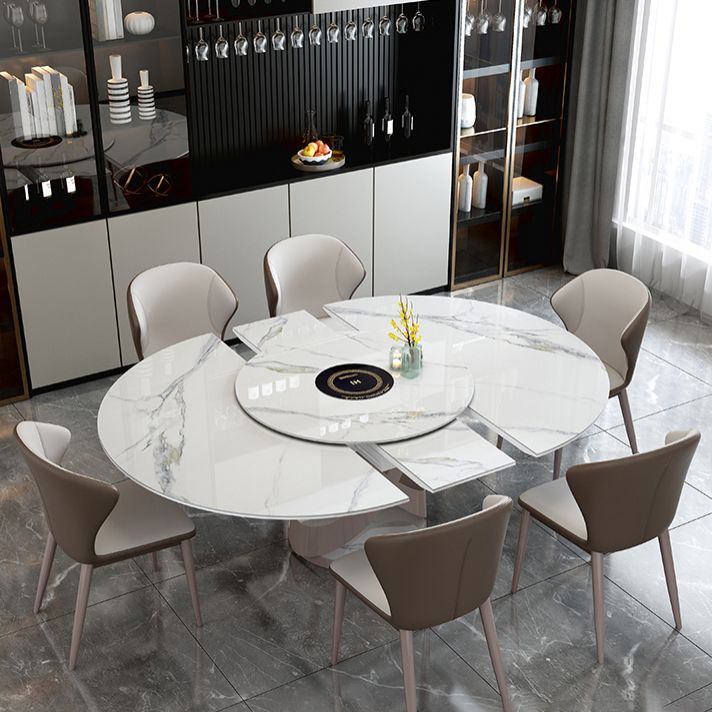 Glam Sintered Steen Witte tafel Ronde vorm Standaard eettafel voor keuken