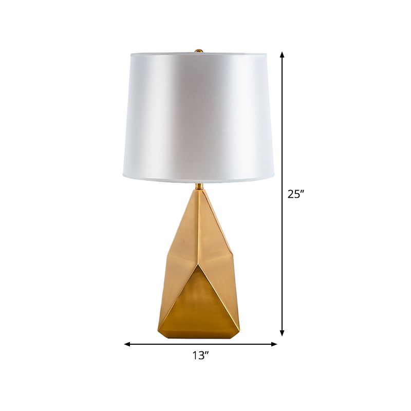 Wit geometrische nachtlamp luxe 1-head metalen tafelverlichting met vatstofschaduw