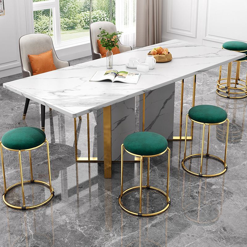 Ottoman Round Glam Pure Color Velvet Tear Resistant Standard Ottoman