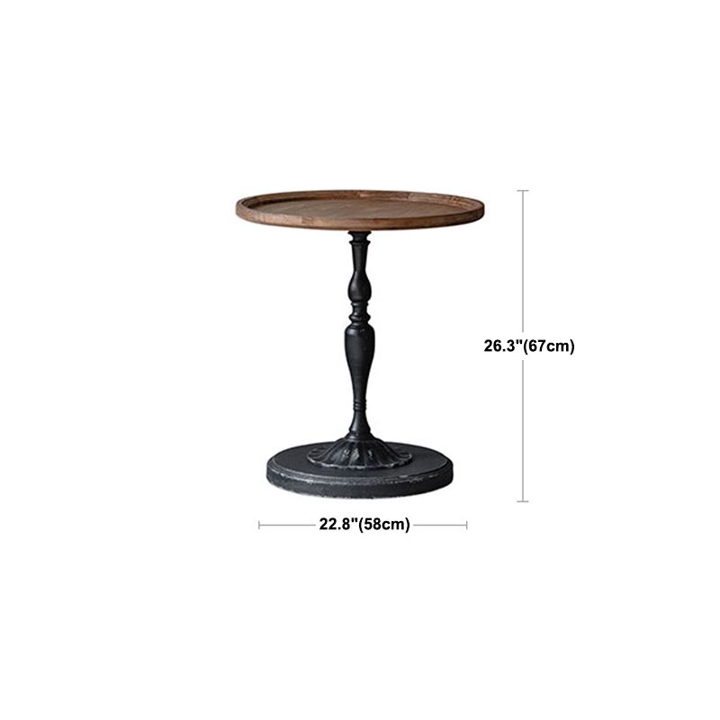 Pedestal Distressed End Table French Country Round Side End Table