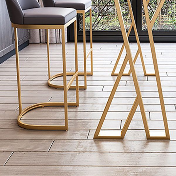 Glam Bar Table Set 1/2/3/5/7 Pcs White Stone Bar Table with Upholstered Stools