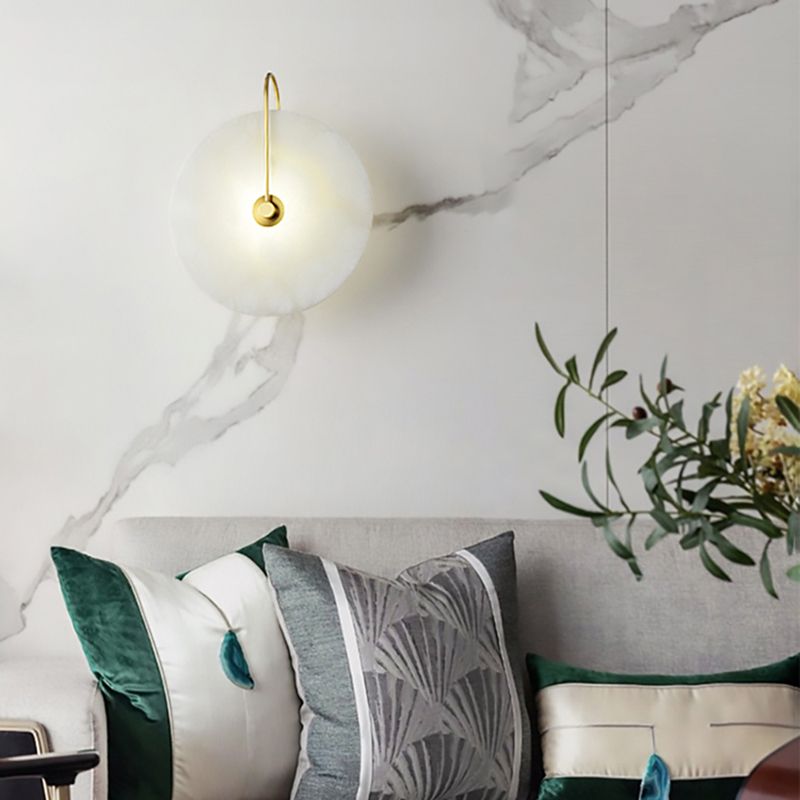 Glass Round Wall Sconce Lights Modern Style 1 Light Wall Murd Lamps
