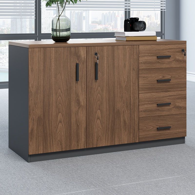 Lateral Modern Filing Cabinet Engineered Wood File Cabinet with Lock and Storage