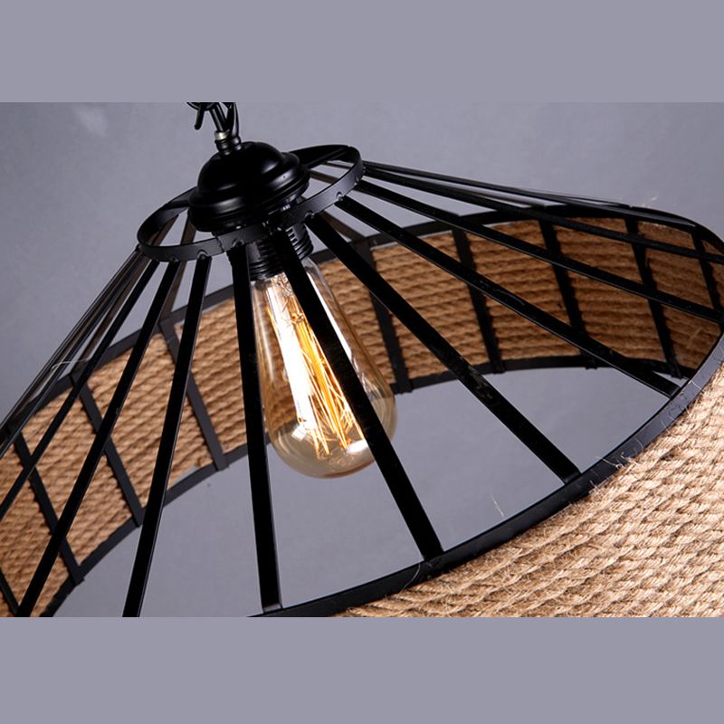 Industrial Rope Commercial Pendant Lighting Drum 1-Light Pendant Ceiling Lights