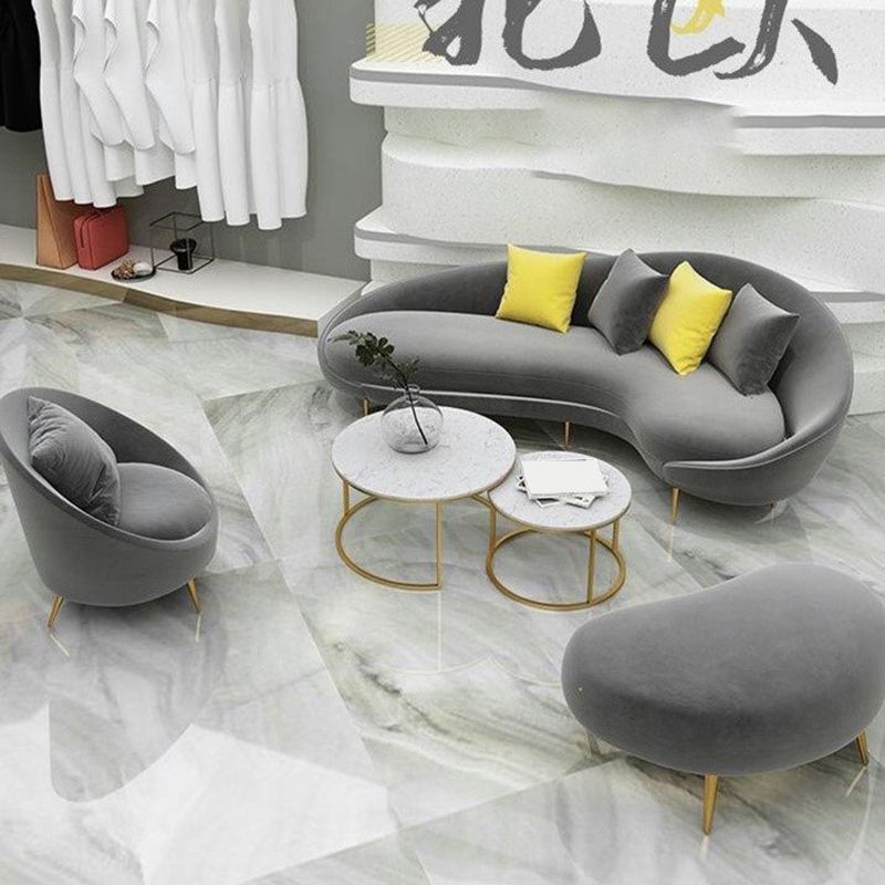 Velvet Sloped Arm Sofa Contemporary Curved Sofa for Living Room, Apartment