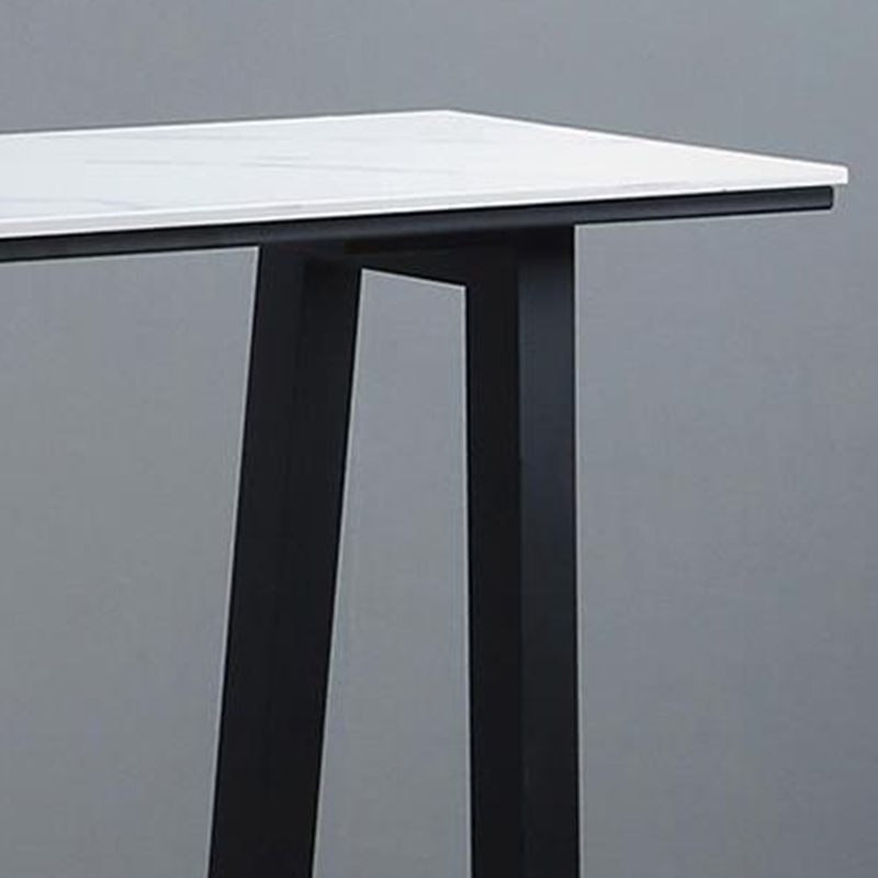 Rectangle Bar Table Sintered Stone Dining Table with Metal Base for Kitchen