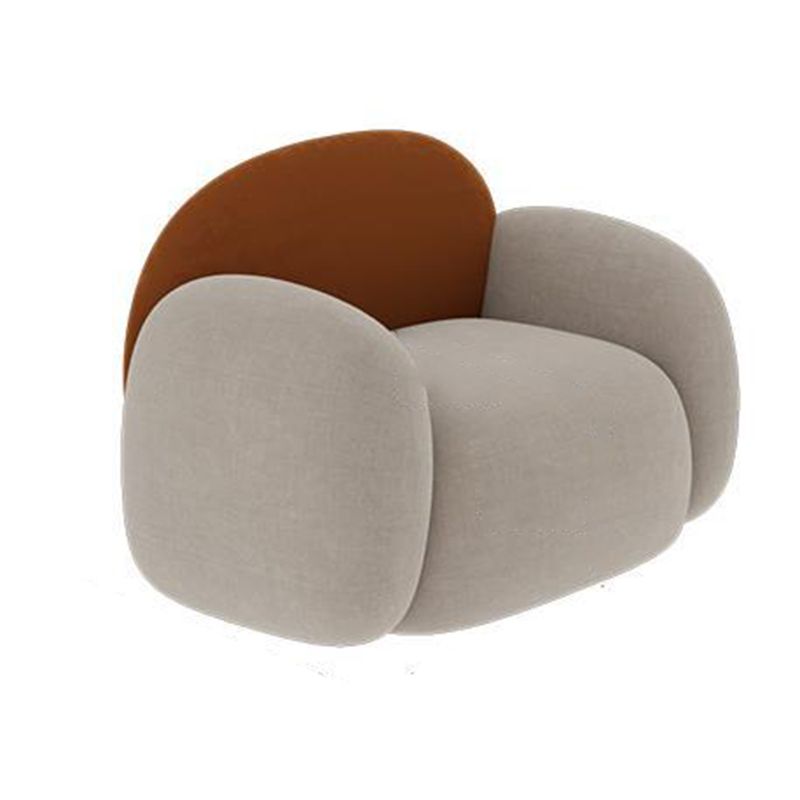 Curved Cushions Sofa Contemporary Faux Leather Seating in White and Orange