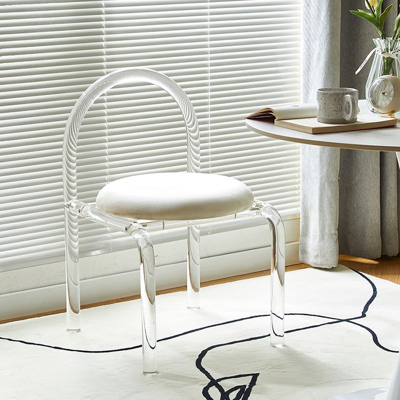 Contemporary Style Open Back Upholstered Acrylic Base Dining Side Chair