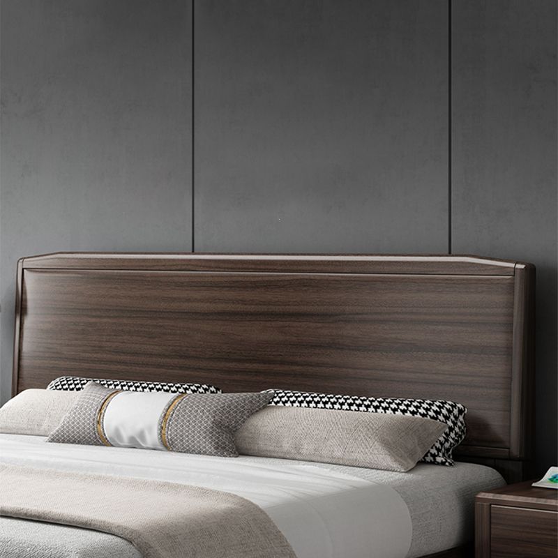 Mid-century Wood Walnut Bed Frame 85-In D Panel Bed Frame in Brown