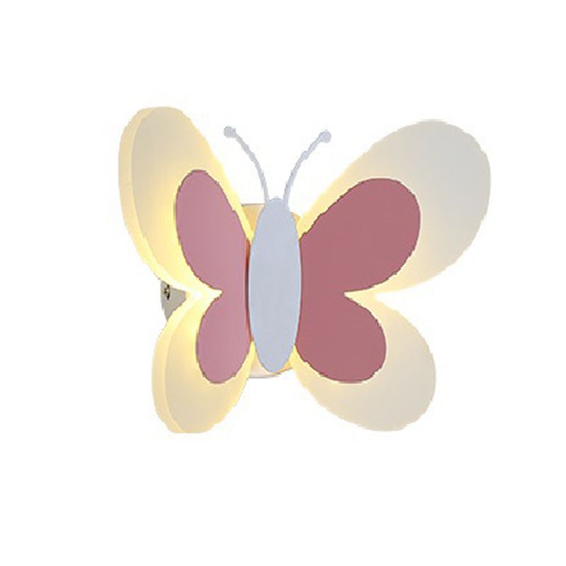 Pink/Blue Wall Light Contemporary Butterfly Lighting for Living Room