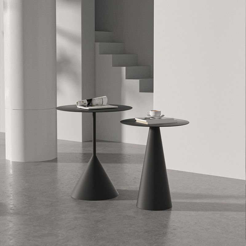 Iron 2 Piece Bunching Tables with Round Top and Pedestal Base