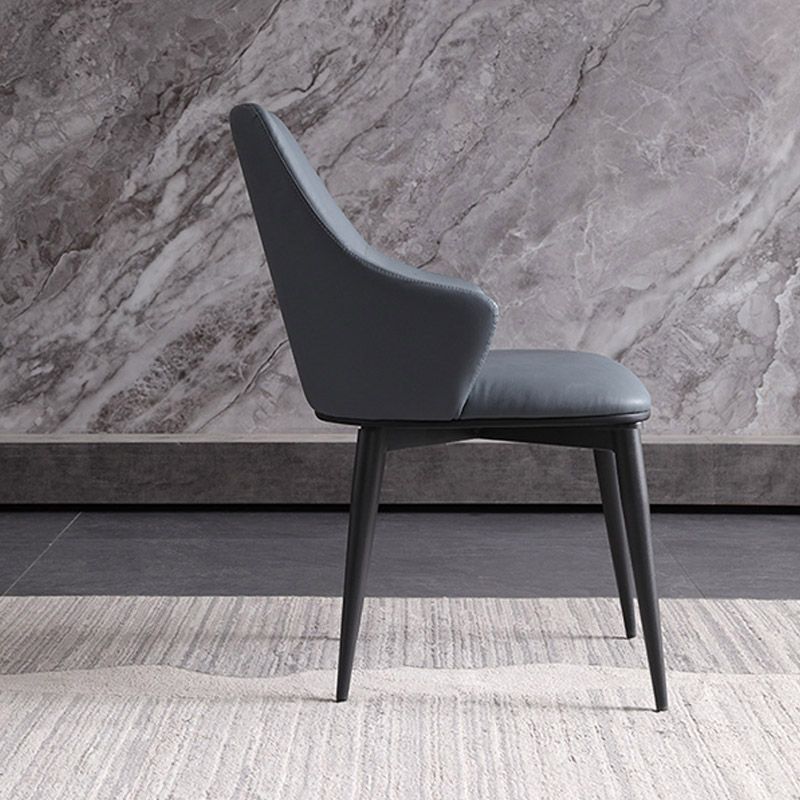 Industrial Style Arm Chair Metal Solid Back Dining Room Chair for Home