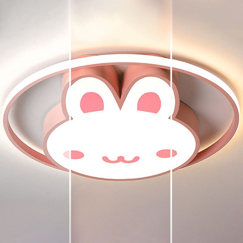 Rabbit Flush Light Fixtures 1 Light Metallic Cartoon Flush Mount Ceiling Light Fixture