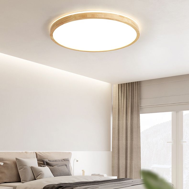 Round Flush Mount Lighting Fixtures Modern 1-Light Beige Flush Mount Lamp with Acrylic Shade